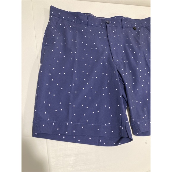 V46 Golf Shorts Mens Size 38 Navy Performance Comfort Stretch All Over Print - Picture 2 of 5